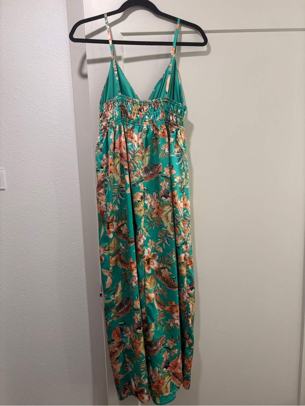 Tropical Teal Floral Maxi Dress (Hawaiian print) - Picture 3 of 4